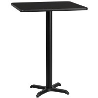 Flash Furniture XU-BLKTB-3030-T2222B-GG 30" Square Black Laminate Table Top with 22" Bar Height Table Base